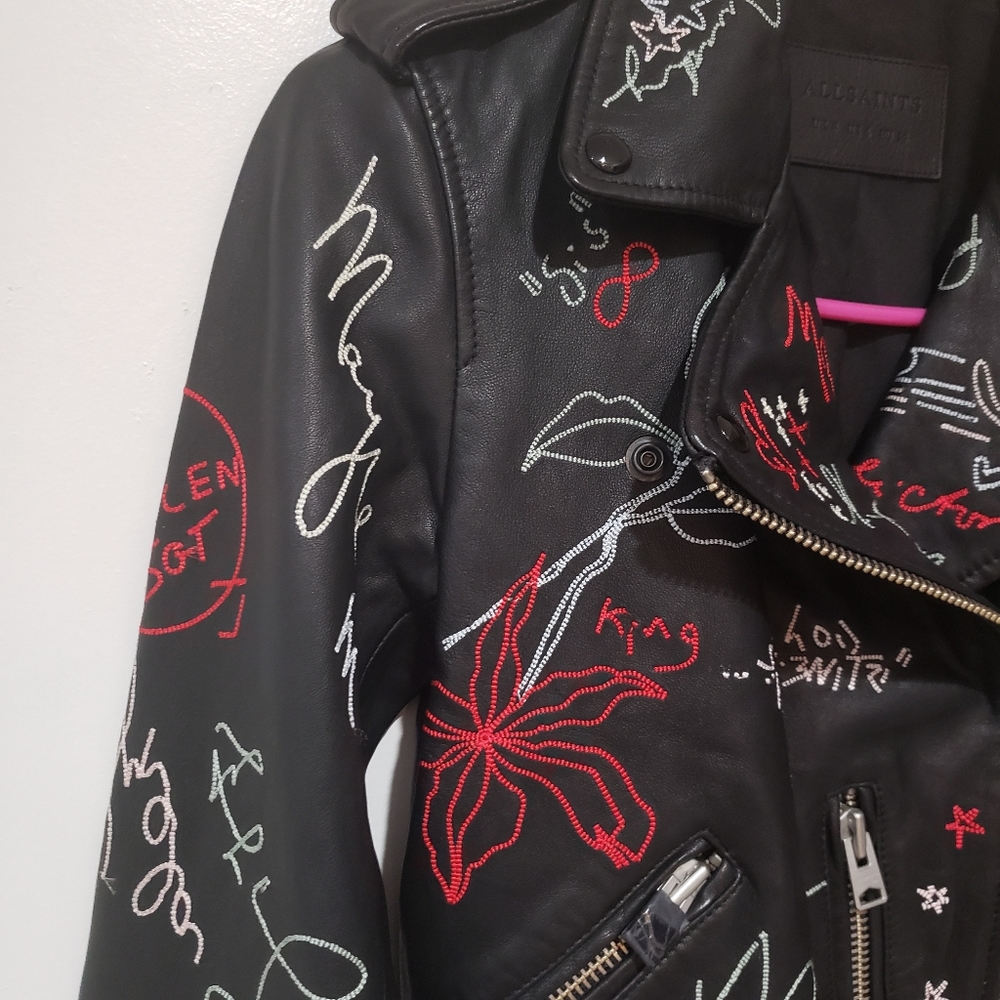 AllSaints Graff Balfern Leather jacket limited edition size 4 - Picture 6 of 9